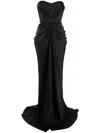 Ana Radu Ruched Strapless Gown In Black