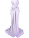 Ana Radu Ruched Strapless Gown In Purple
