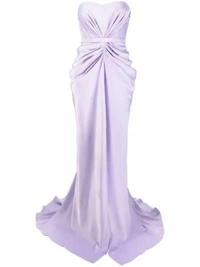 Ana Radu Ruched Strapless Gown In Purple