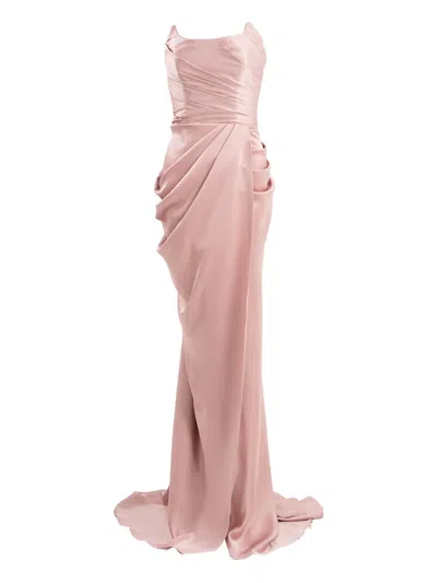 Ana Radu Ruched Strapless Maxi Dress In Pink