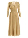 Ana Radu Ruched-tulle Midi Dress In Gold