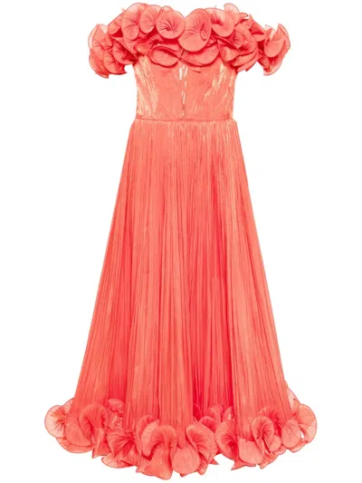 Ana Radu Ruffle-detail Dress In Orange