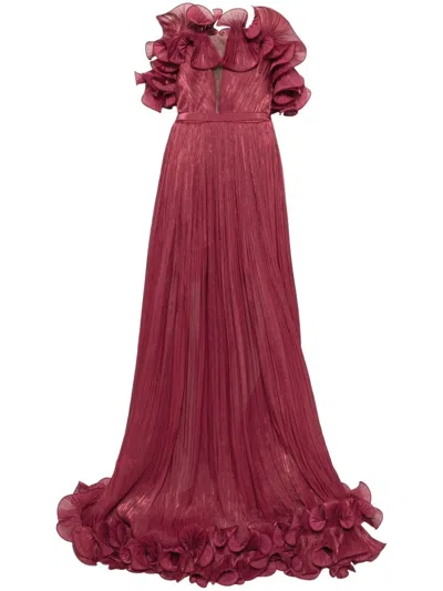 Ana Radu Ruffle-trim Gown In Red