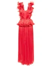 Ana Radu Ruffled-detail Plissé Gown In Red