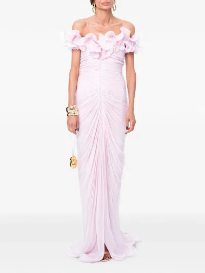 Ana Radu Ruffled Ruched Dress In Pink