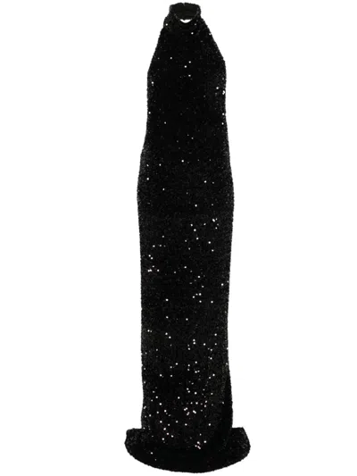 Ana Radu Sequin-embellished Maxi Dress In Black