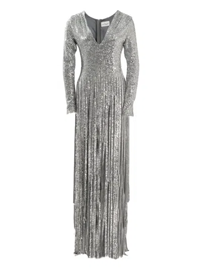 Ana Radu Sequin-embellishment Maxi Dress In Gray