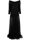Ana Radu Sheer-overlay Off-shoulder Gown In Black