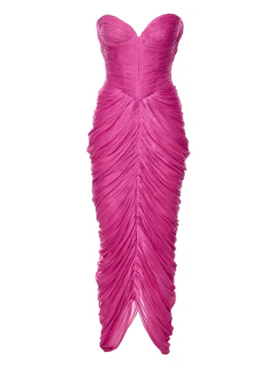 Ana Radu Strapless Draped Asymmetrical Dress In Pink