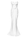 Ana Radu Strapless Floral-detail Gown In White