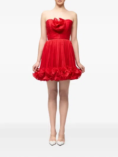 Ana Radu Strapless Floral-embellished Dress