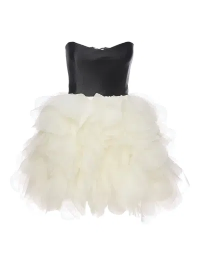 Ana Radu Strapless Tulle Minidress In White