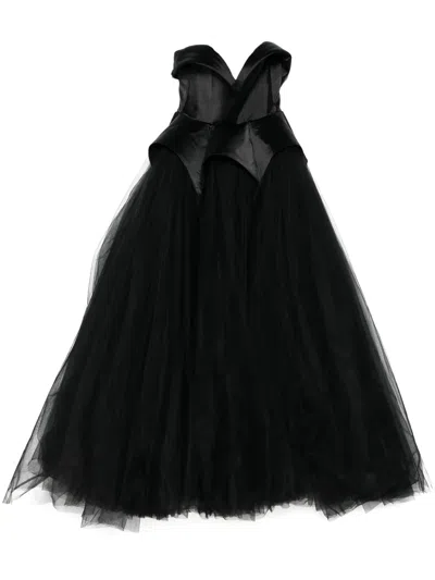 Ana Radu Sweetheart-neck Tulle Gown In Black