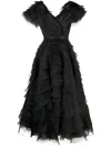 Ana Radu Tie-up Ruffled Maxi Dress In Schwarz