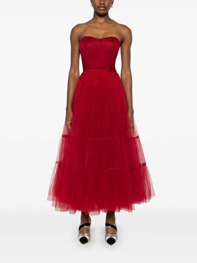 Ana Radu Tulle Maxi Dress In Red