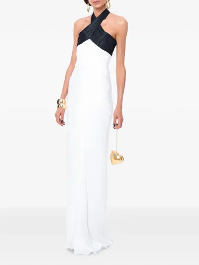 Ana Radu Two-tone Ruched Maxi Dress In White