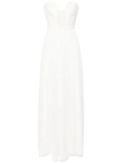 Ana Radu U-neck Strapless Tulle Gown In White