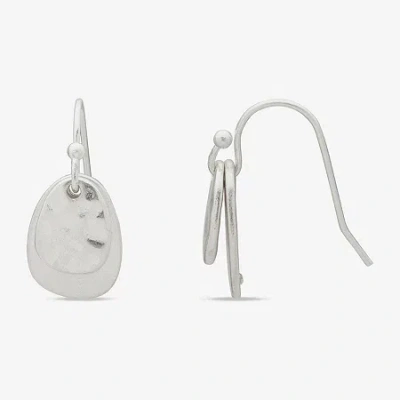 Ana Silver Tone Hammered Womens Drop Earrings