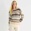 Ana Tall Womens Crew Neck Long Sleeve Pullover Sweater In Sand