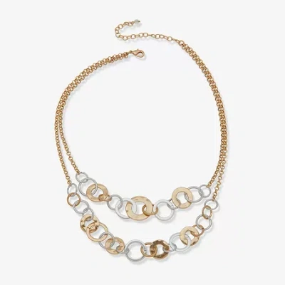 Ana Two Tone Hammered Womens 16 Inch Collar Necklace In Yellow