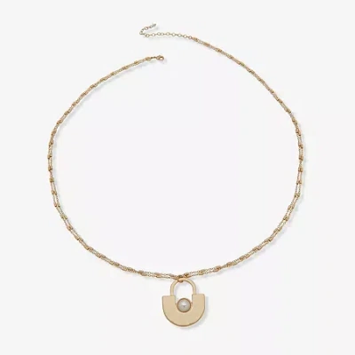 Ana Two Tone Hammered Womens 32 Inch Pendant Necklace In Yellow