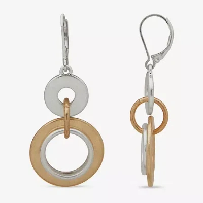 Ana Two Tone Hammered Womens Drop Earrings In Yellow