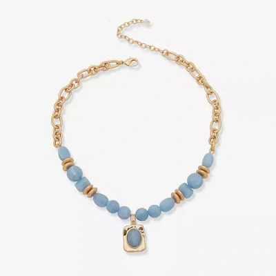 Ana Womens 16 Inch Beaded Necklace In Blue