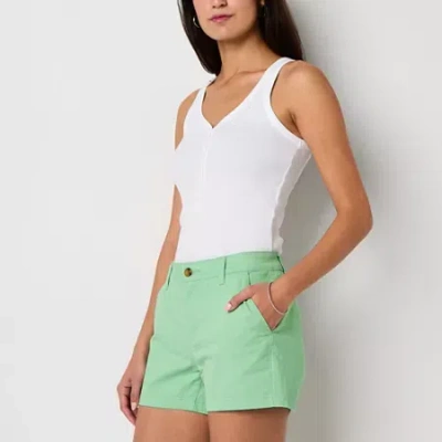 Ana Womens 3 1/2" Mid Rise Chino Short In Green