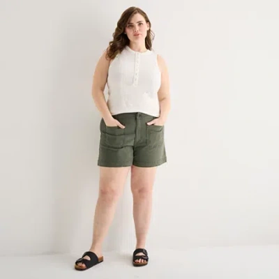 Ana Womens 4" Highest Rise Plus Chino Short In Green