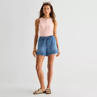 Ana Womens 4" Mid Rise Denim Short In Multi