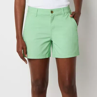 Ana Womens 5" Mid Rise Chino Short In Green