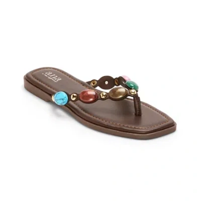 Ana Womens Beaded Flip-flops In Brown