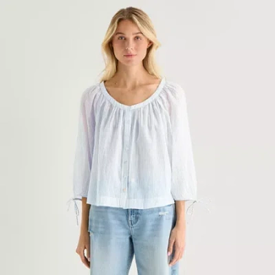 Ana Womens Boat Neck 3/4 Sleeve Blouse In White