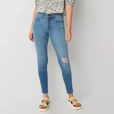 Ana Womens Button Fly Skinny Fit Jean In Blue