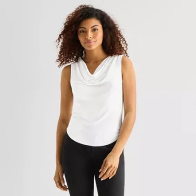 Ana Womens Cowl Neck Sleeveless Tank Top In White