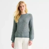 Ana Womens Crew Neck Long Sleeve Pullover Sweater In Blue