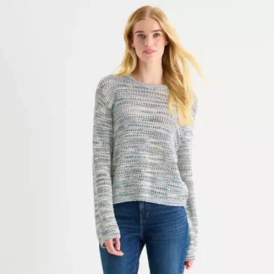 Ana Womens Crew Neck Long Sleeve Pullover Sweater In Blue