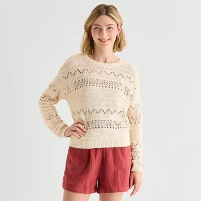 Ana Womens Crew Neck Long Sleeve Pullover Sweater In Multi