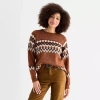 Ana Womens Crew Neck Long Sleeve Pullover Sweater In Brown