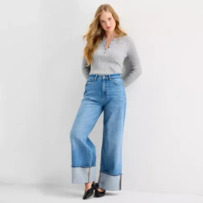 Ana Womens Crew Neck Long Sleeve Pullover Sweater In Gray