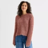 Ana Womens Crew Neck Long Sleeve Pullover Sweater In Pink