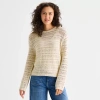 Ana Womens Crew Neck Long Sleeve Pullover Sweater In Sand