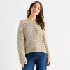 Ana Womens Crew Neck Long Sleeve Pullover Sweater In Sand