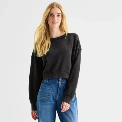 Ana Womens Crew Neck Long Sleeve Sweatshirt In Black