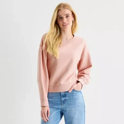 Ana Womens Crew Neck Long Sleeve Sweatshirt In Pink