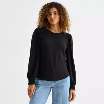 Ana Womens Crew Neck Long Sleeve T-shirt In Black