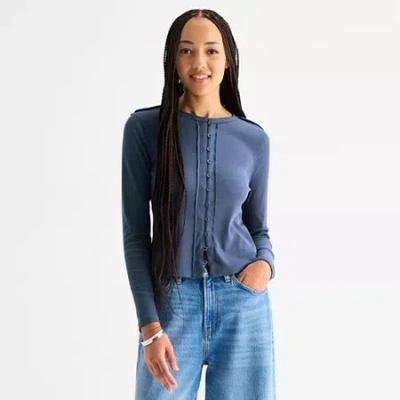 Ana Womens Crew Neck Long Sleeve T-shirt In Blue