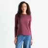 Ana Womens Crew Neck Long Sleeve T-shirt In Purple