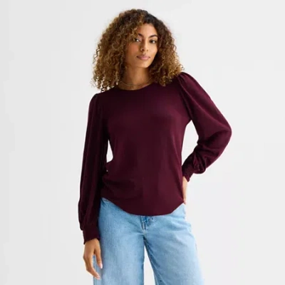 Ana Womens Crew Neck Long Sleeve T-shirt In Red