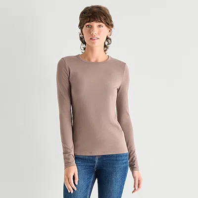 Ana Womens Crew Neck Long Sleeve T-shirt In Multi